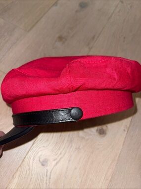 STERKOWSKI Danube mod 7 Red Linen Cap with Black leather Brim
